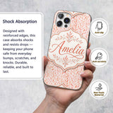 Soft Coral Leaf Botanical Texture Printed Design Custom Name Protective Phone Case Mobile Cover Durable Everyday Smartphone Shock Resistant
