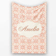 Peach Floral Geometric Tile Seamless Pattern Stylish Everyday   Personalised Custom Name Super Soft Fleece Blanket Bed Sofa Throw