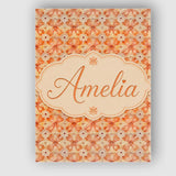 Personalised Name Warm Orange Floral Mosaic Custom  Bespoke Interior Contemporary Canvas Wall Art Print Decor Picture Ready to Hang