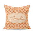 Custom Name Warm Orange Floral Mosaic Ornamental Seamless Lovely Square Filled Cushion Throw Pillow Sofa Bed Home Decor Zip Washable UK Made