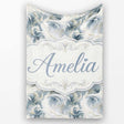 Soft Blue Grey Feather Swirl Abstract Seamless Pattern Lovely  Personalised Custom Name Super Soft Fleece Blanket Bed Sofa Throw