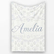 Minimal Soft Grey Botanical Floral Repeat Seamless Pattern Lovely  Personalised Custom Name Super Soft Fleece Blanket Bed Sofa Throw