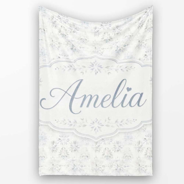 Minimal Soft Grey Botanical Floral Repeat Seamless Pattern Lovely  Personalised Custom Name Super Soft Fleece Blanket Bed Sofa Throw