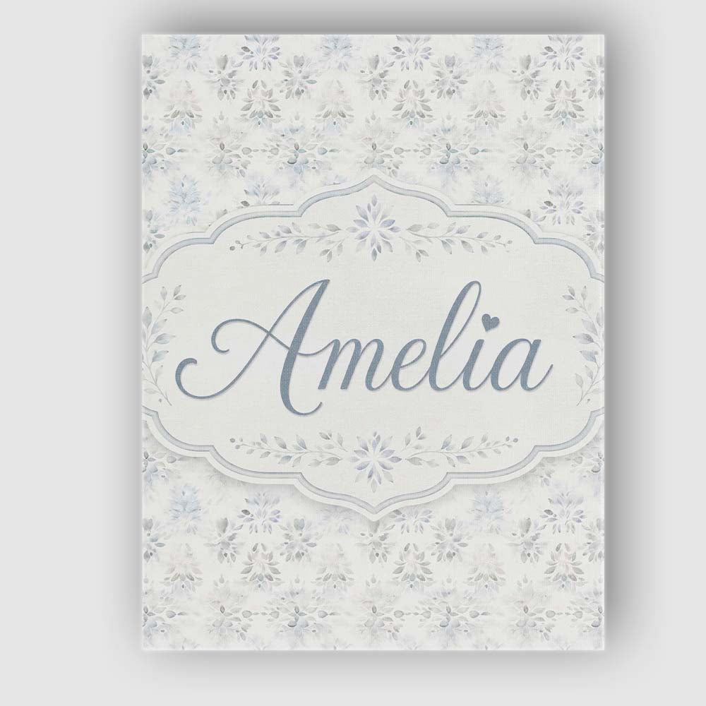 Personalised Name Minimal Soft Grey Botanical Custom Unique Gift Idea Modern Room Accent Canvas Wall Art Print Decor Picture Ready to Hang