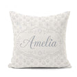 Custom Name Minimal Soft Grey Botanical Floral Seamless Pattern Square Filled Cushion Throw Pillow Sofa Bed Home Decor Zip Washable UK Made