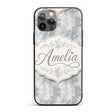 Muted Grey Artistic Leaf Brush Texture Seamless Custom Name Protective Phone Case Mobile Cover Durable Everyday Smartphone Shock Resistant
