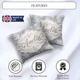 Custom Name Muted Grey Artistic Brush Texture Seamless Pattern Square Filled Cushion Throw Pillow Sofa Bed Home Decor Zip Washable UK Made