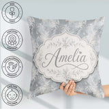Custom Name Muted Grey Artistic Brush Texture Seamless Pattern Square Filled Cushion Throw Pillow Sofa Bed Home Decor Zip Washable UK Made