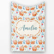 Watercolor Picnic Basket Food and Bottle Seamless Pattern Lovely  Personalised Custom Name Super Soft Fleece Blanket Bed Sofa Throw