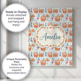 Personalised Name Watercolor Picnic Basket Custom  Unique Gift Idea Elegant Feature Canvas Wall Art Print Decor Picture Ready to Hang