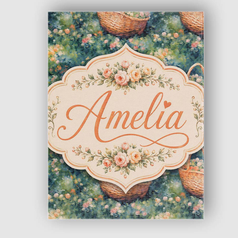 Personalised Name Artistic Wicker Basket in Custom  Bespoke Interior Contemporary Canvas Wall Art Print Decor Picture Ready to Hang