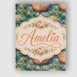 Personalised Name Artistic Wicker Basket in Custom  Bespoke Interior Contemporary Canvas Wall Art Print Decor Picture Ready to Hang