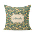 Custom Name Picnic Baskets and Camping Items Dark Green Seamless Square Filled Cushion Throw Pillow Sofa Bed Home Decor Zip Washable UK Made