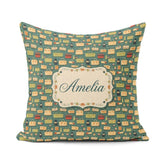 Custom Name Picnic Baskets and Camping Items Dark Green Seamless Square Filled Cushion Throw Pillow Sofa Bed Home Decor Zip Washable UK Made
