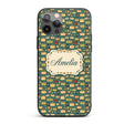 Cute Picnic Baskets and Camping Items Dark Green Custom Name Protective Phone Case Mobile Cover Durable Everyday Smartphone Shock Resistant