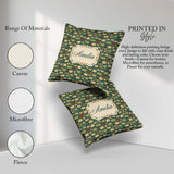 Custom Name Picnic Baskets and Camping Items Dark Green Seamless Square Filled Cushion Throw Pillow Sofa Bed Home Decor Zip Washable UK Made