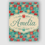 Personalised Name Colorful Woven Basket Custom  Modern Room Accent Elegant Feature Canvas Wall Art Print Decor Picture Ready to Hang