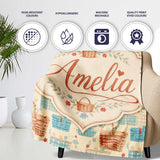 Rustic Picnic Basket and Checkered Cloth Seamless Pattern Lovely  Personalised Custom Name Super Soft Fleece Blanket Bed Sofa Throw