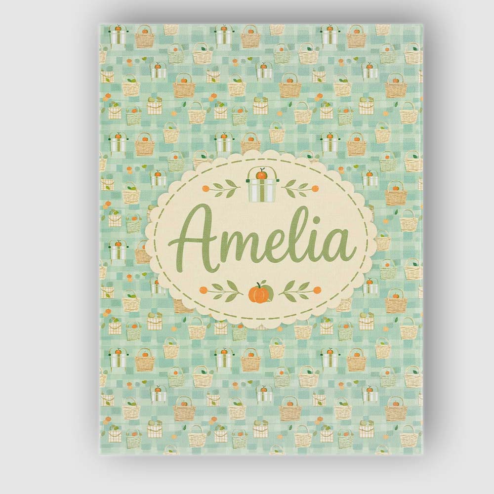 Personalised Name Soft Pastel Picnic Basket Custom  Bespoke Interior Contemporary Canvas Wall Art Print Decor Picture Ready to Hang