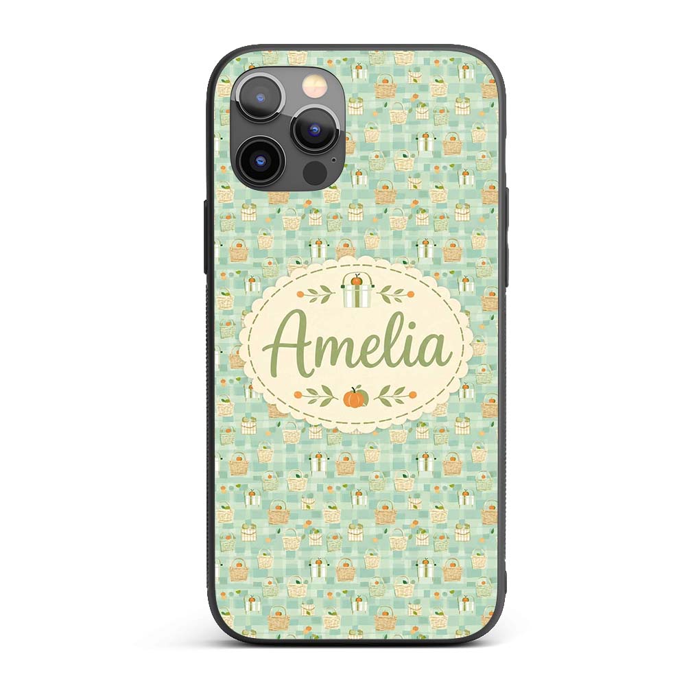 Soft Pastel Picnic Basket and Printed Design Custom Name Protective Phone Case Mobile Cover Durable Everyday Smartphone Shock Resistant