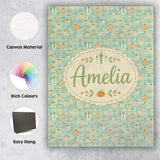 Personalised Name Soft Pastel Picnic Basket Custom  Bespoke Interior Contemporary Canvas Wall Art Print Decor Picture Ready to Hang