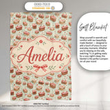Vintage Picnic Basket with Red Check Pattern Seamless Pattern Lovely  Personalised Custom Name Super Soft Fleece Blanket Bed Sofa Throw