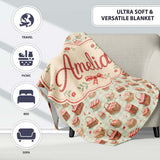 Vintage Picnic Basket with Red Check Pattern Seamless Pattern Lovely  Personalised Custom Name Super Soft Fleece Blanket Bed Sofa Throw