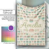 Farm Fresh Fruit Baskets and Crates Seamless Pattern Lovely  Personalised Custom Name Super Soft Fleece Blanket Bed Sofa Throw