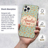 Cute Picnic Food and Basket Elements Soft Blue Custom Name Protective Phone Case Mobile Cover Durable Everyday Smartphone Shock Resistant