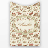 Rustic Picnic Basket with Strawberries and Garden Items Seamless  Personalised Custom Name Super Soft Fleece Blanket Bed Sofa Throw
