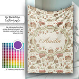 Rustic Picnic Basket with Strawberries and Garden Items Seamless  Personalised Custom Name Super Soft Fleece Blanket Bed Sofa Throw