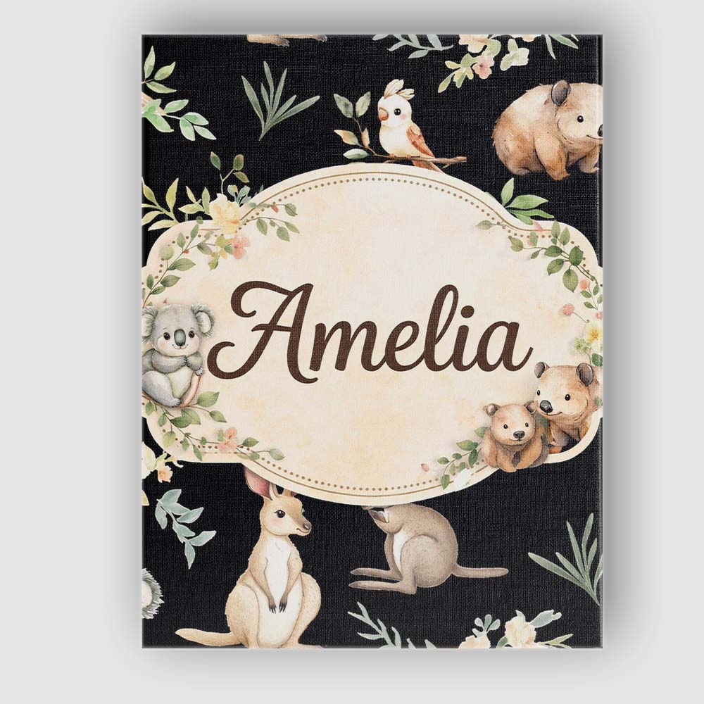 Personalised Name Soft Watercolor Animals Botanical Pattern Charming Custom  Home Canvas Wall Art Print Decor Picture Ready to Hang