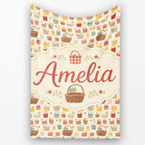 Autumn Style Checkered Picnic Baskets Seamless Pattern Lovely  Personalised Custom Name Super Soft Fleece Blanket Bed Sofa Throw