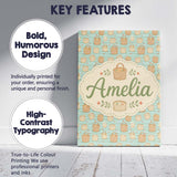 Personalised Name Cute Wicker Picnic Custom Premium Decorative Design Modern Room Accent Canvas Wall Art Print Decor Picture Ready to Hang