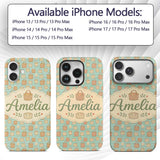 Cute Wicker Picnic Baskets with Food Elements Custom Name Protective Phone Case Mobile Cover Durable Everyday Smartphone Shock Resistant