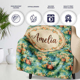 Impressionist Garden Picnic Baskets Floral Landscape Seamless Lovely  Personalised Custom Name Super Soft Fleece Blanket Bed Sofa Throw