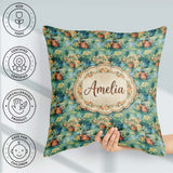 Custom Name Impressionist Garden Picnic Baskets Floral Landscape Square Filled Cushion Throw Pillow Sofa Bed Home Decor Zip Washable UK Made