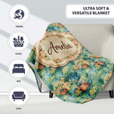 Impressionist Garden Picnic Baskets Floral Landscape Seamless Lovely  Personalised Custom Name Super Soft Fleece Blanket Bed Sofa Throw