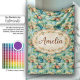 Impressionist Garden Picnic Baskets Floral Landscape Seamless Lovely  Personalised Custom Name Super Soft Fleece Blanket Bed Sofa Throw