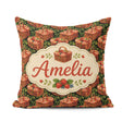 Custom Name Red Gingham Picnic Basket with Strawberries Seamless Square Filled Cushion Throw Pillow Sofa Bed Home Decor Zip Washable UK Made