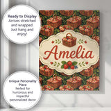 Personalised Name Red Gingham Picnic Basket Custom  Bespoke Interior Contemporary Canvas Wall Art Print Decor Picture Ready to Hang