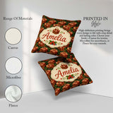 Custom Name Red Gingham Picnic Basket with Strawberries Seamless Square Filled Cushion Throw Pillow Sofa Bed Home Decor Zip Washable UK Made