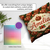 Custom Name Red Gingham Picnic Basket with Strawberries Seamless Square Filled Cushion Throw Pillow Sofa Bed Home Decor Zip Washable UK Made