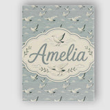 Personalised Name Elegant Flying Seagulls Custom  Bespoke Decorative Contemporary Canvas Wall Art Print Decor Picture Ready to Hang