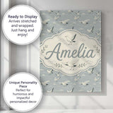 Personalised Name Elegant Flying Seagulls Custom  Bespoke Decorative Contemporary Canvas Wall Art Print Decor Picture Ready to Hang