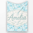 Soft Watercolor Seagulls Ocean Breeze Seamless Pattern Lovely  Personalised Custom Name Super Soft Fleece Blanket Bed Sofa Throw
