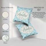 Custom Name Soft Watercolor Seagulls Ocean Breeze Pattern Lovely Square Filled Cushion Throw Pillow Sofa Bed Home Decor Zip Washable UK Made