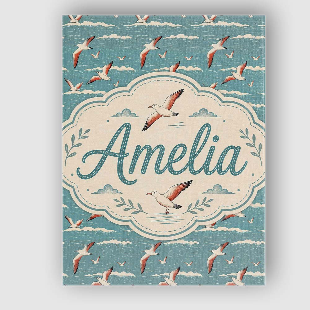 Personalised Name Flying Seagulls Over Custom  Modern Room Accent Elegant Feature Canvas Wall Art Print Decor Picture Ready to Hang