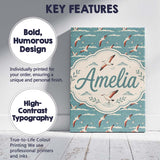 Personalised Name Flying Seagulls Over Custom  Modern Room Accent Elegant Feature Canvas Wall Art Print Decor Picture Ready to Hang