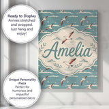 Personalised Name Flying Seagulls Over Custom  Modern Room Accent Elegant Feature Canvas Wall Art Print Decor Picture Ready to Hang